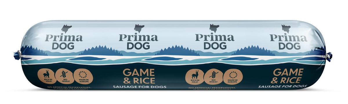 PrimaDog Riista-riisi makkara koirille 800 g