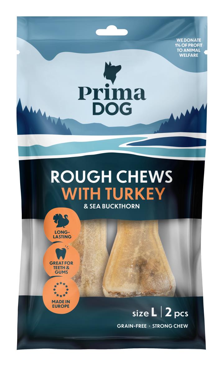 PrimaDog Rough Chews kalkkuna-tyrni L 2 kpl