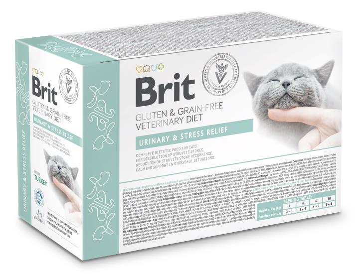 Brit Veterinary Diet Pouch Urinary & Stress Relief with Turkey kissalle 12 x 85 g