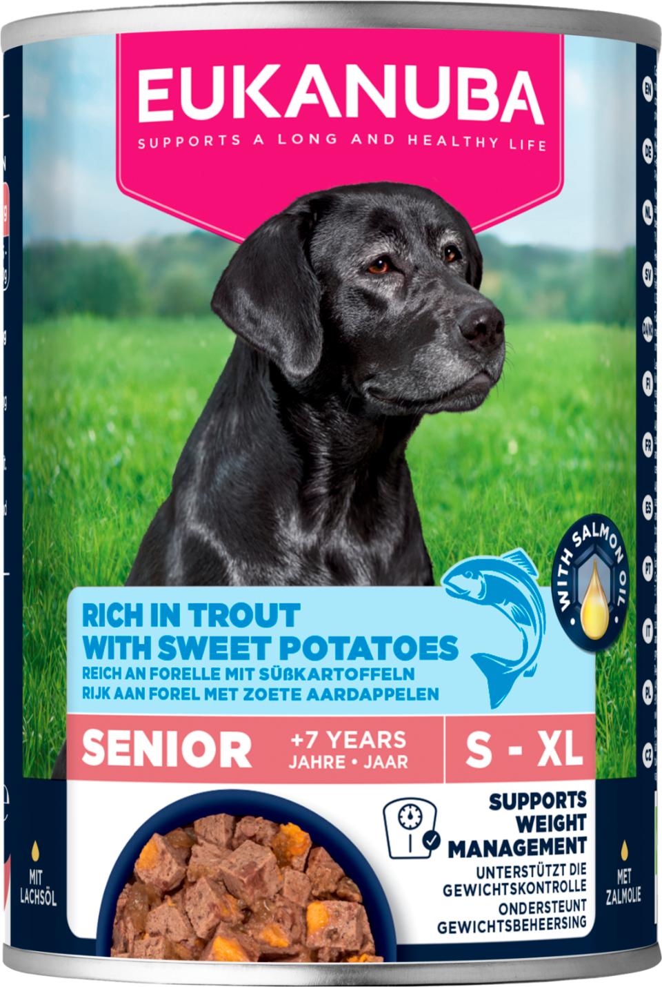 Eukanuba wet food senior trout with sweet potatoes koiralle 400 g