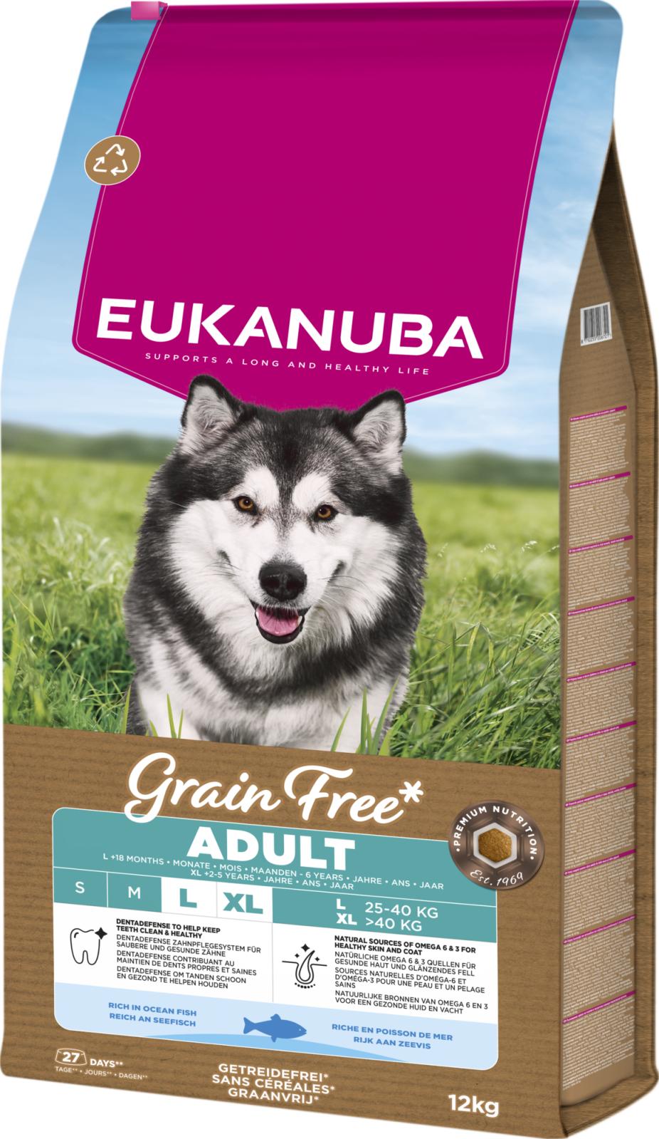 Eukanuba Adult Large Grain Free Ocean Fish koiran kuivaruoka 12 kg