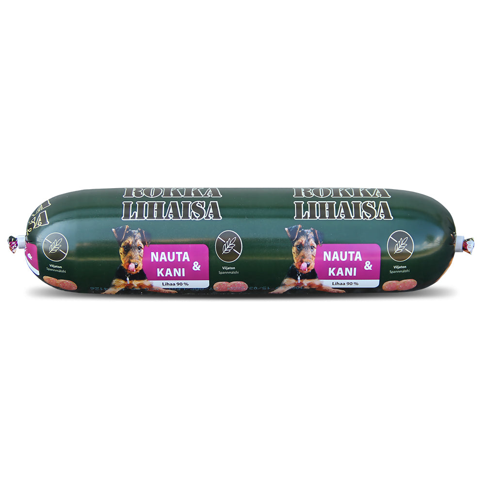 Rokka Lihaisa nauta & kani koiranmakkara 800 g