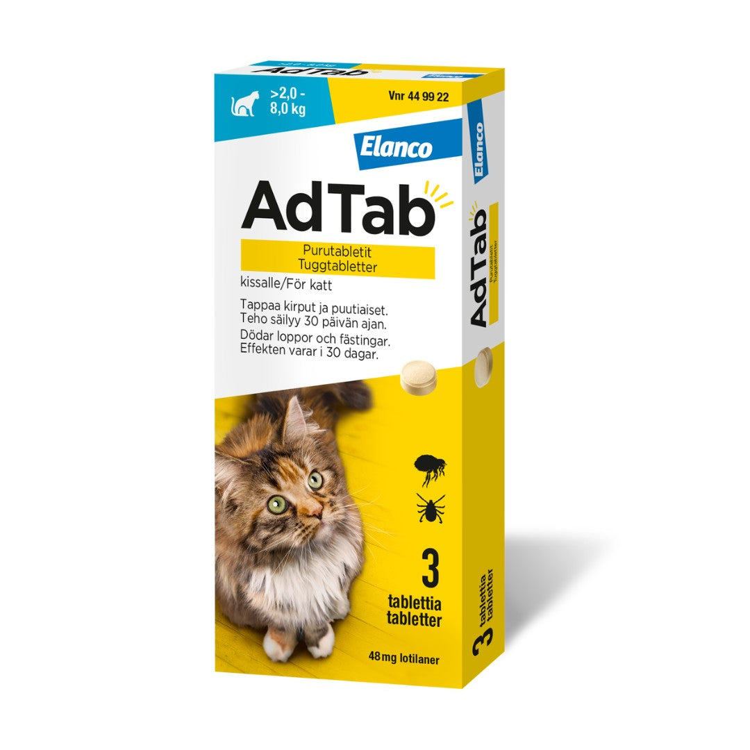 AdTab 48 mg 3 fol purutabletti kissalle (> 2,0–8,0 kg)