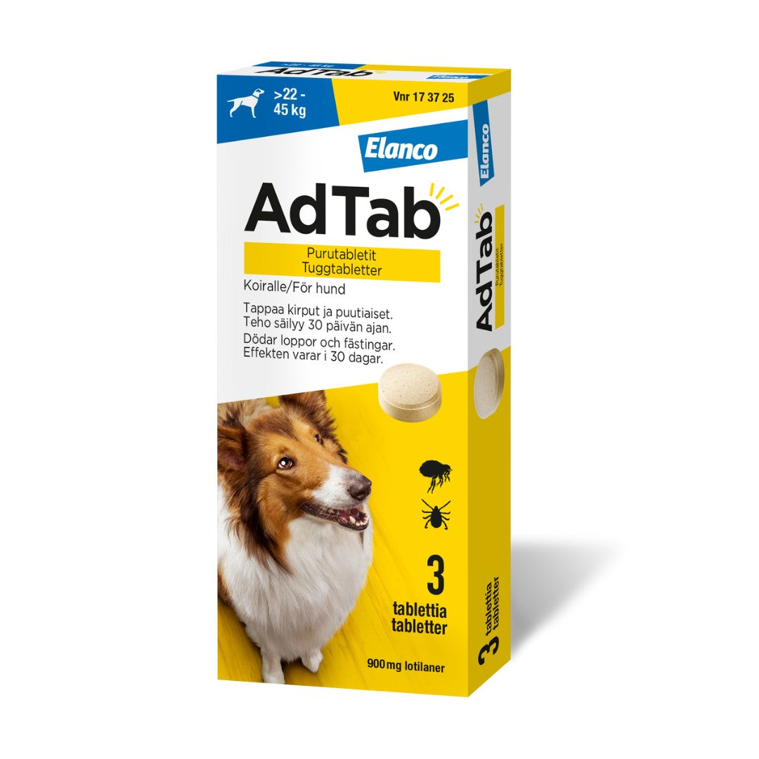 AdTab 900 mg 3 fol purutabletti koiralle (>22–45 kg)