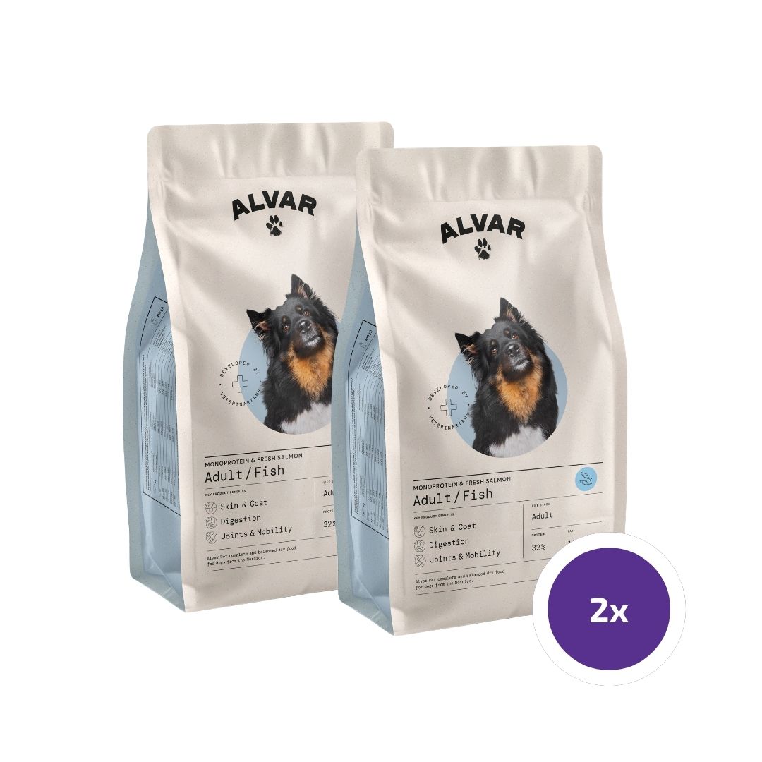 Alvar Pet Adult/Fish koiran kuivaruoka 2 x 7 kg SÄÄSTÖPAKKAUS