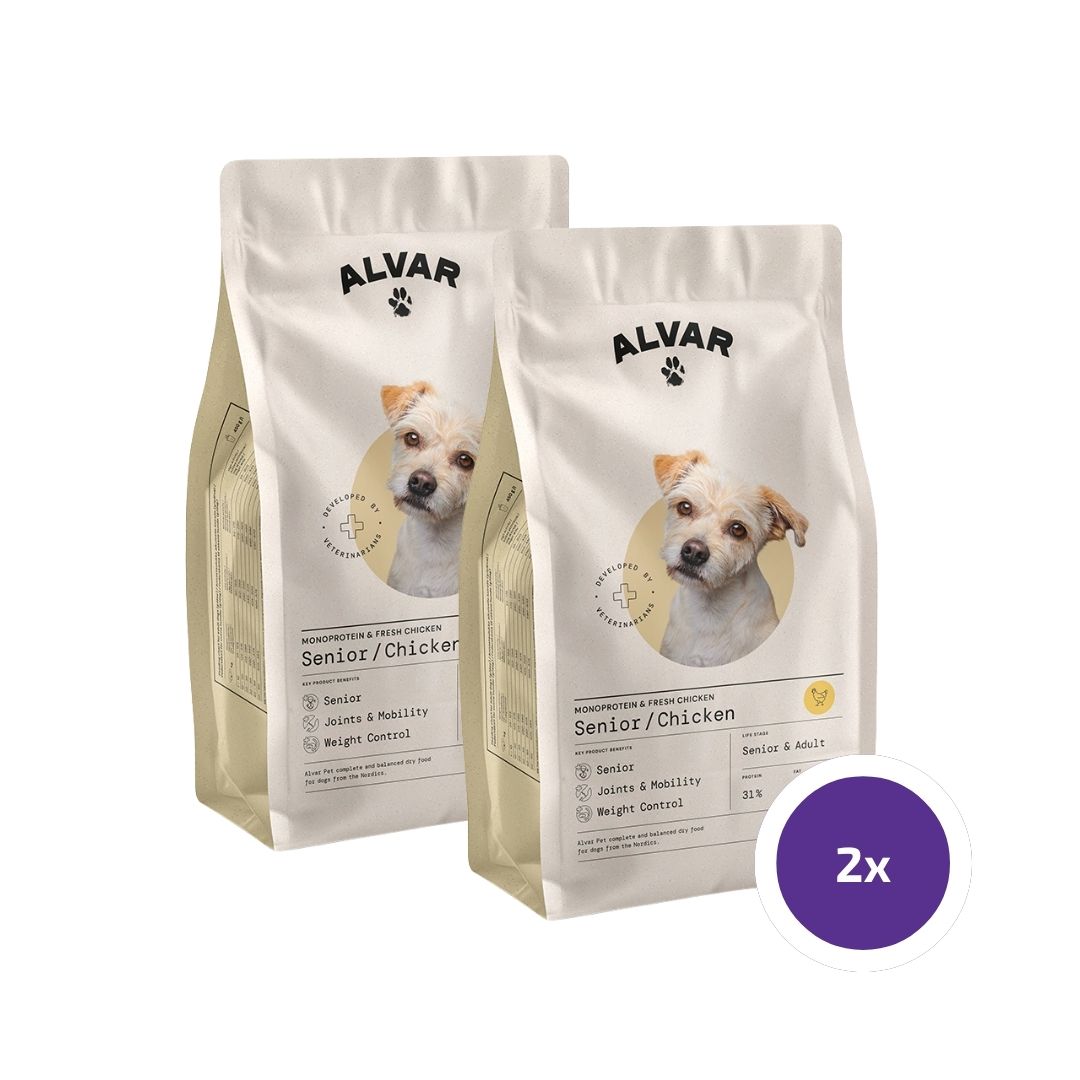 Alvar Pet Senior/Chicken koiran kuivaruoka 2 x 7 kg SÄÄSTÖPAKKAUS