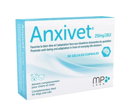 MP Labo Anxivet 250 mg/ 28 UI, koiralle ja kissalle 30 kapselia