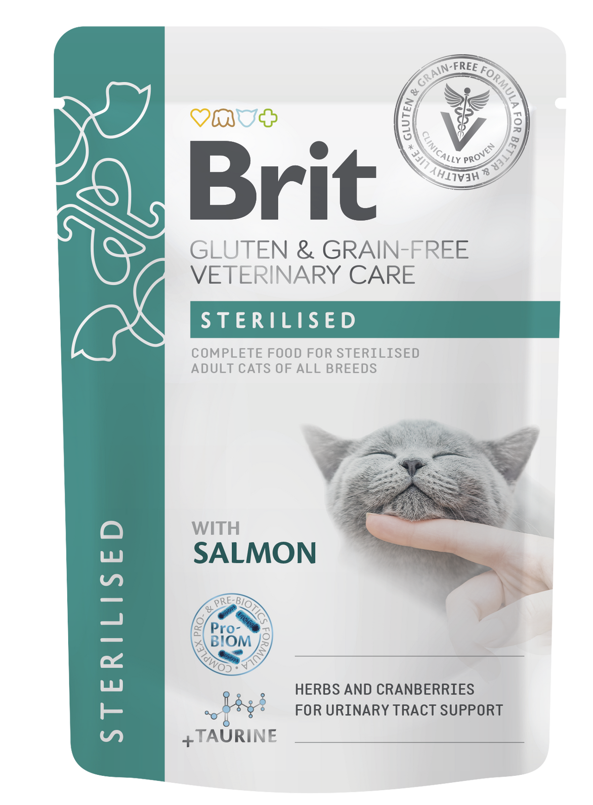 Brit Veterinary Diet Pouch Sterilised with Salmon kissalle 85 g MAISTELUPAKKAUS