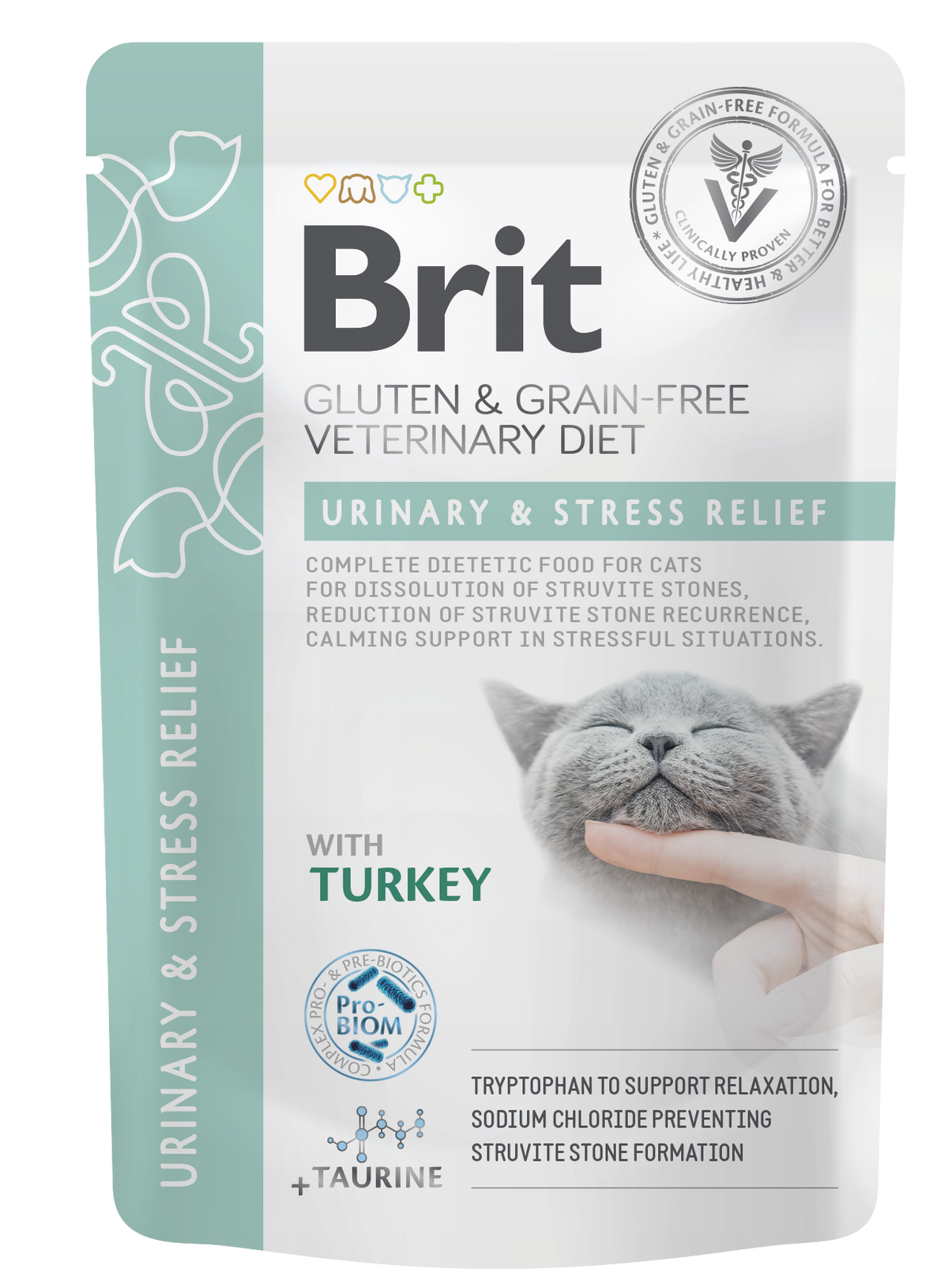 Brit Veterinary Diet Pouch Urinary & Stress Relief with Turkey kissalle 85 g MAISTELUPAKKAUS