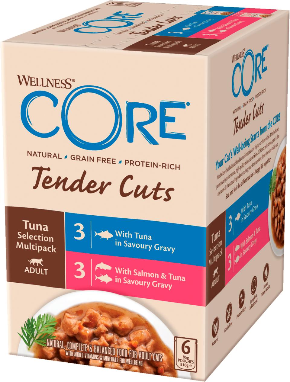 Core Tender Cuts Tuna Multipack kastikelajitelma kissalle 6 x 85 g