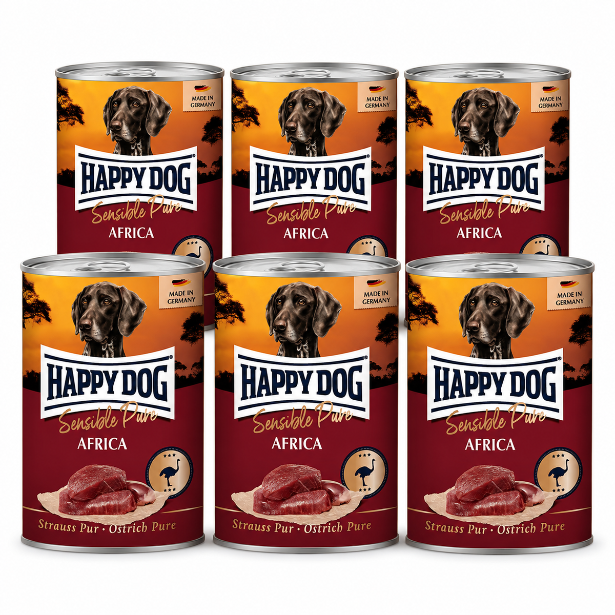 Happy Dog Pur Africa – Strutsi 6 x 400 g