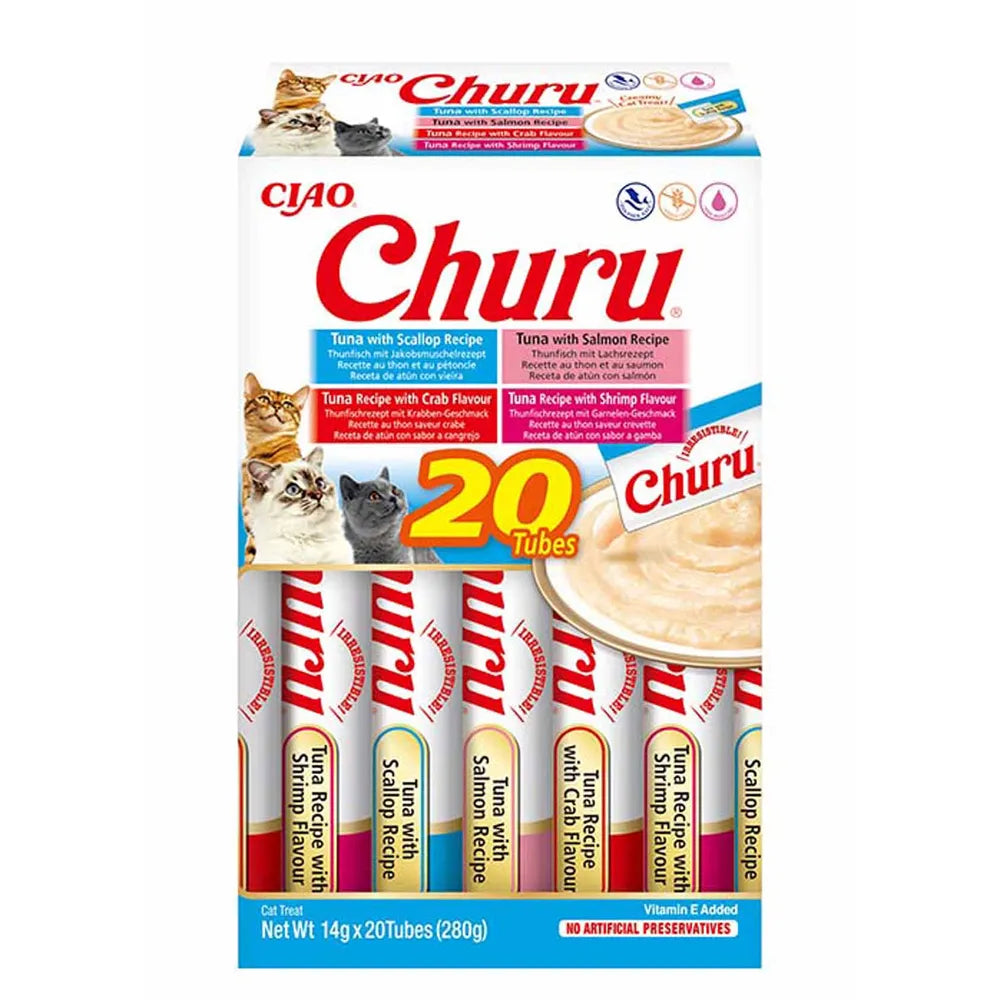 Churu merenelävät sininen herkkutahnalajitelma kissalle 20 x 14 g