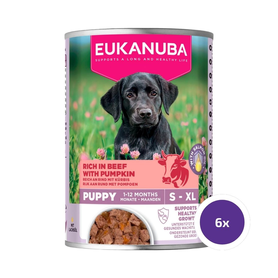 Eukanuba wet food puppies beef with pumpkin koiralle 6 x 400 g SÄÄSTÖPAKKAUS
