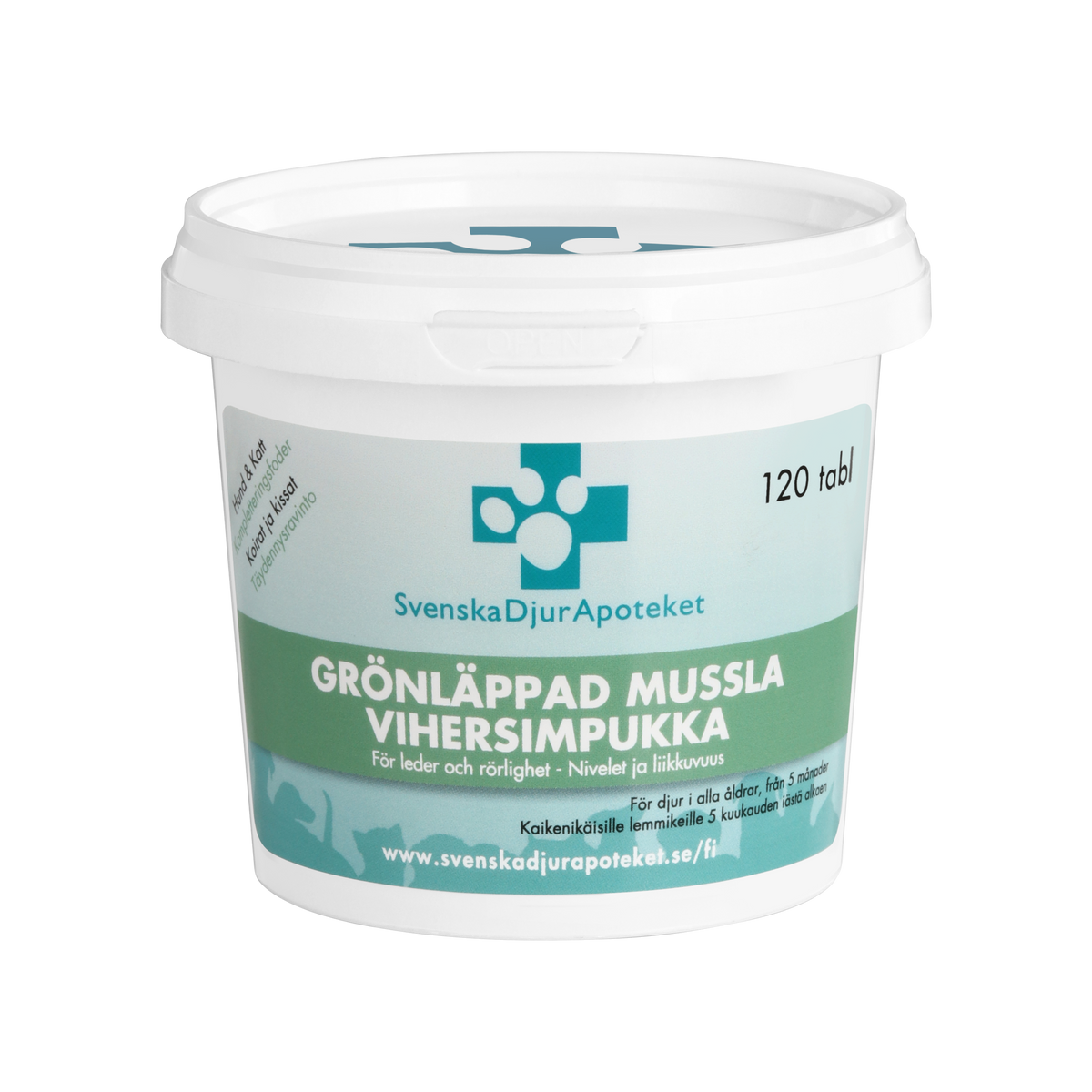 Svenska DjurApoteket Grönläppad Mussla koiralle ja kissalle 120 tablettia