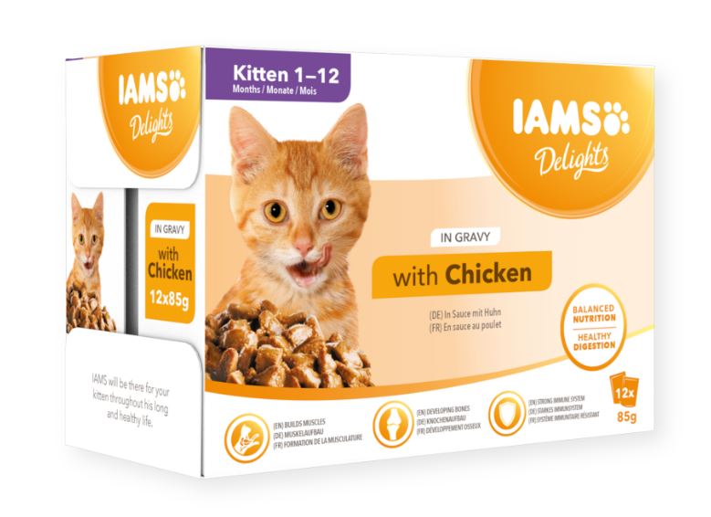 Iams Feline Delights Kitten Chicken in Gravy 12 x 85 g