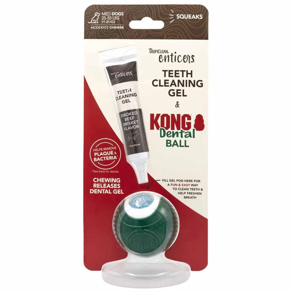 Kong Dental Ball & Tropiclean teeth cleaning gel medium dogs
