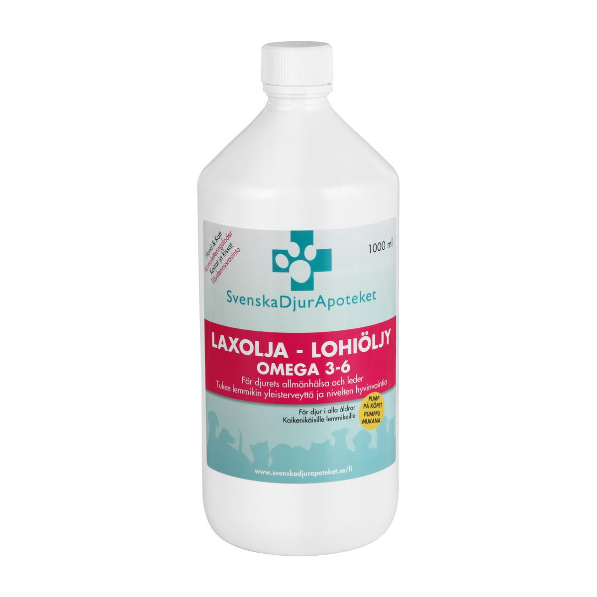 Svenska DjurApoteket Laxolja koiralle ja kissalle 1000 ml + pumppu