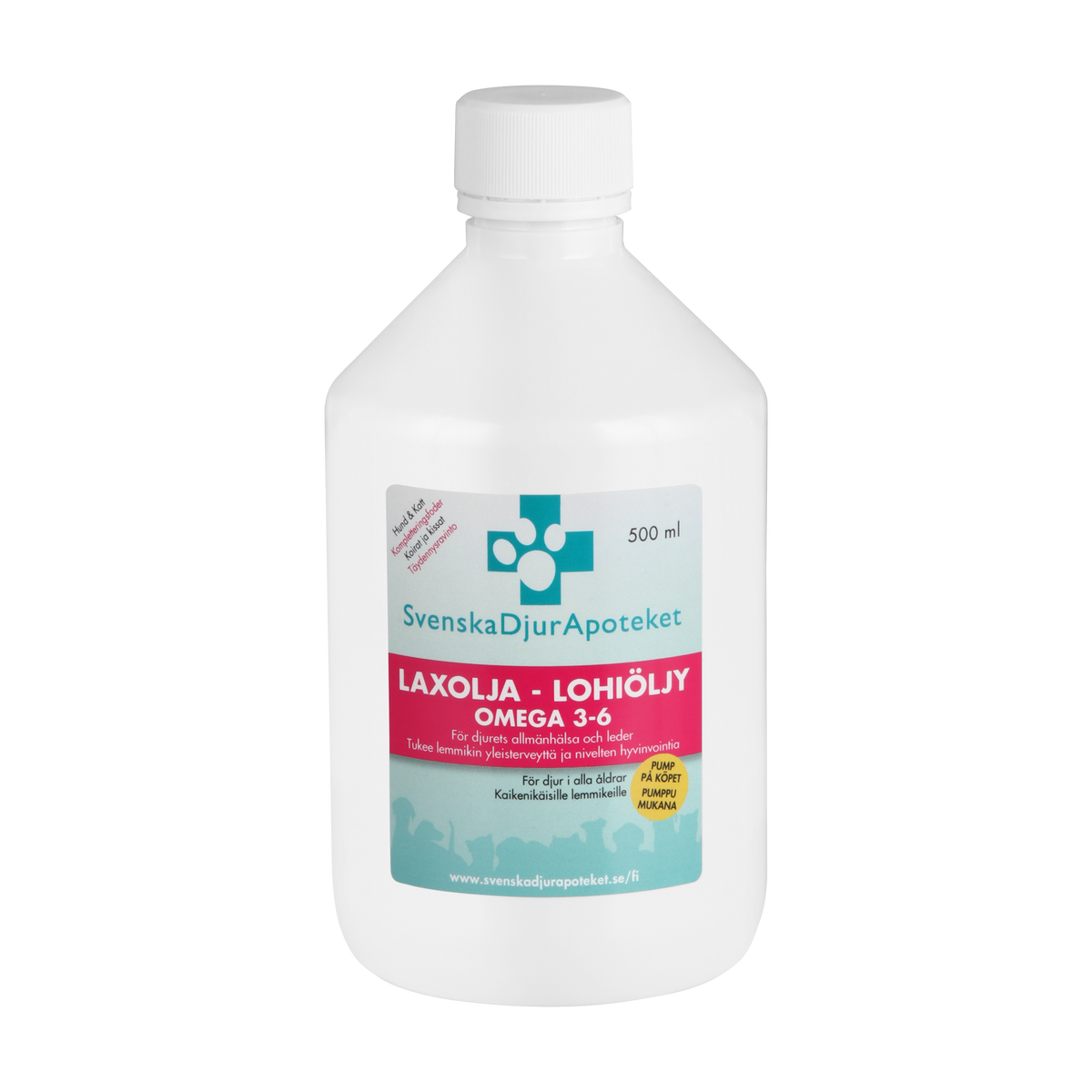 Svenska DjurApoteket Laxolja koiralle ja kissalle 500 ml + pumppu