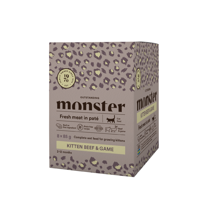 Monster Cat Pouches Kitten Beef-Game kissalle 8 x 85 g