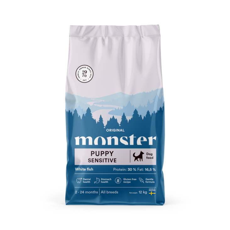 Monster Dog Original Puppy Sensitive White Fish koiralle 12 kg