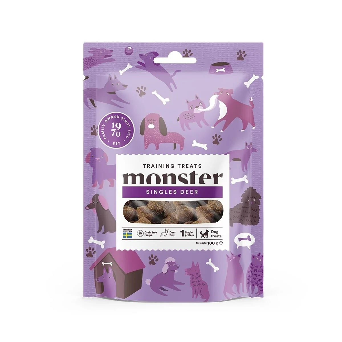 Monster Dog Training Treats Singles Deer koiralle 100 g