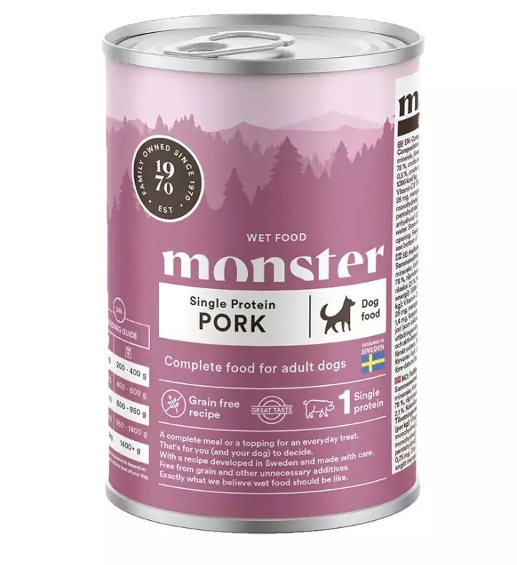 Monster Dog Adult Single Protein Pork koiralle 6 x 400 g