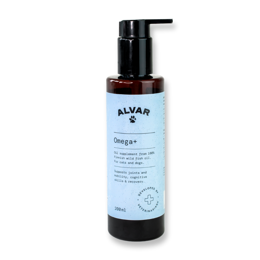 Alvar Pet Omega+ lisäravinne koiralle ja kissalle 200 ml PÄIVÄYSTARJOUS