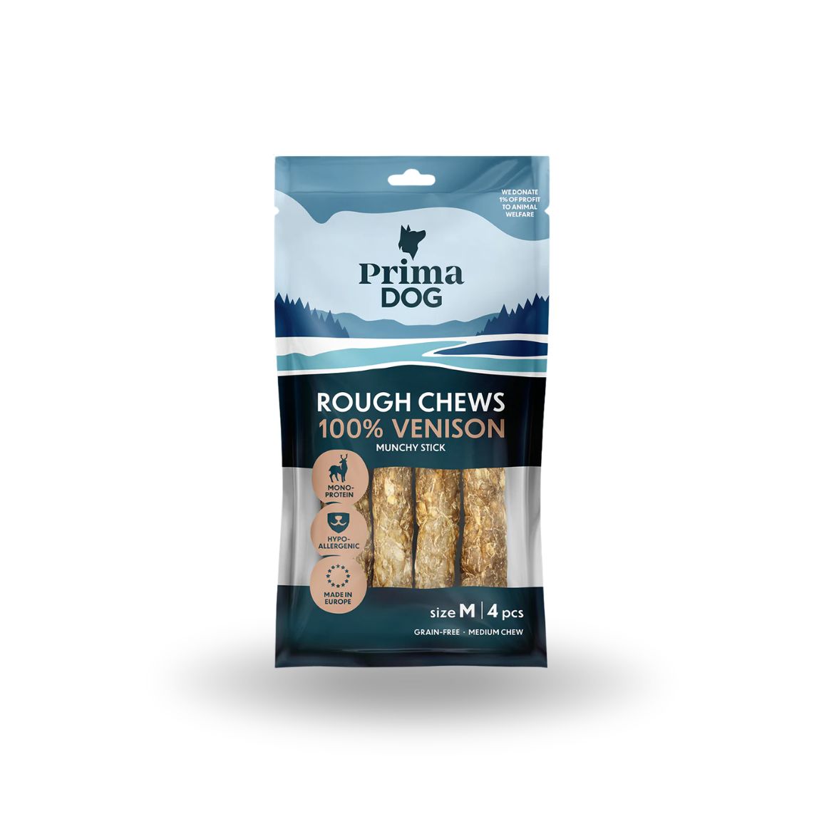 PrimaDog Rough Chews Riista rouhepatukka M 12 cm 4 kpl