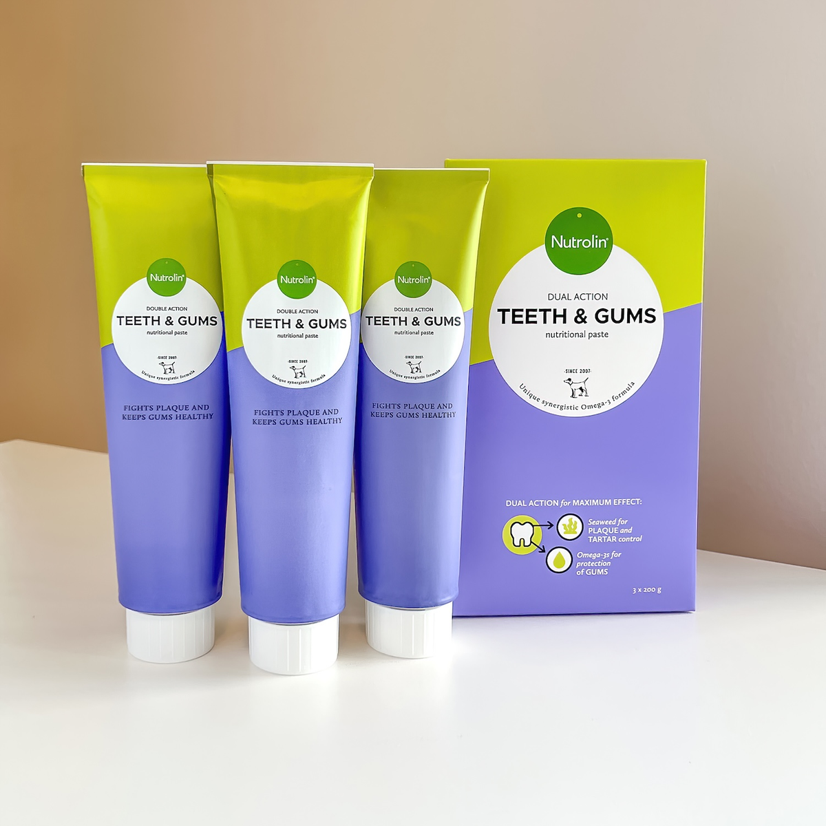 Nutrolin Teeth & Gums -omegatahna 3 x 200 g SÄÄSTÖPAKKAUS