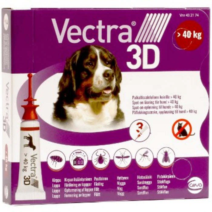 Vectra 3D 3 x 8.0 ml paikallisvaleluliuos yli 40 kg koirille