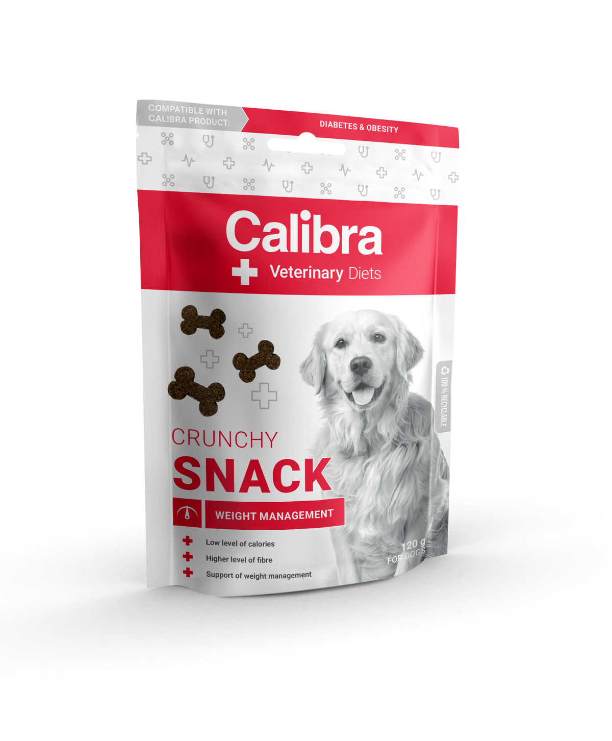 Calibra Veterinary Diet Crunchy Snack Weight Management makupala koiralle 7 x 120 g SÄÄSTÖPAKKAUS