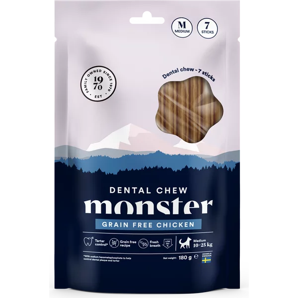 Monster Dental Chew Grain Free Chicken purutikku M koiralle 7 kpl PÄIVÄYSTARJOUS