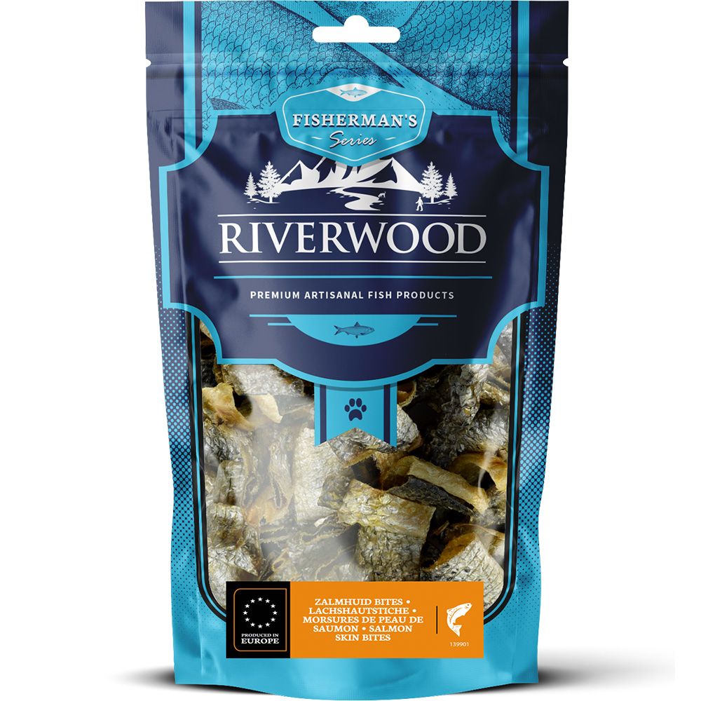 Riverwood Kuivatut lohennahkapalat koiralle ja kissalle 100 g