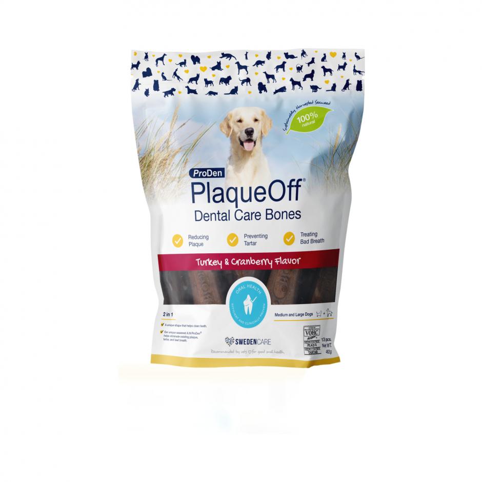 PlaqueOff Dental Care Bones Turkey & Cranberry koiralle 482 g