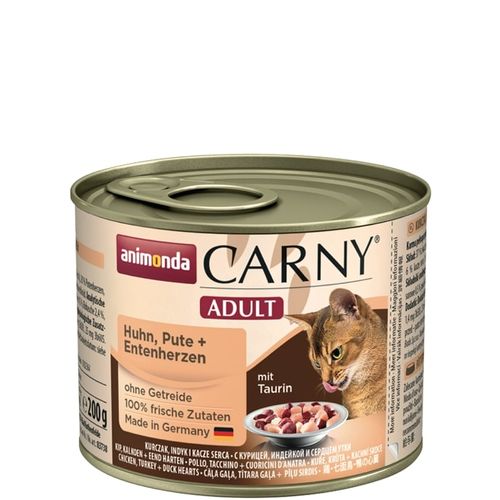 Animonda Carny Adult kana, kalkkuna & ankan sydän kissalle 200 g MAISTELUPAKKAUS