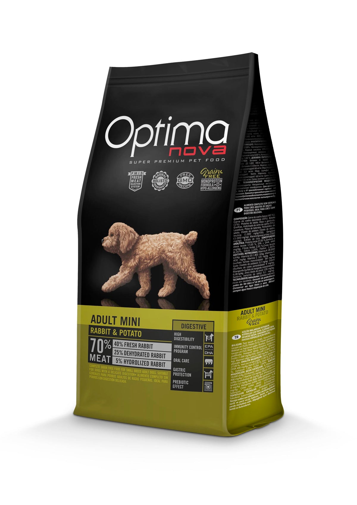 Optimanova Adult Mini Digestive rabbit & potato koiralle 2 kg