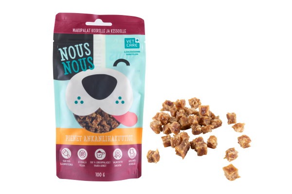 NousNous Pienet ankanlihakuutiot koiralle 100 g