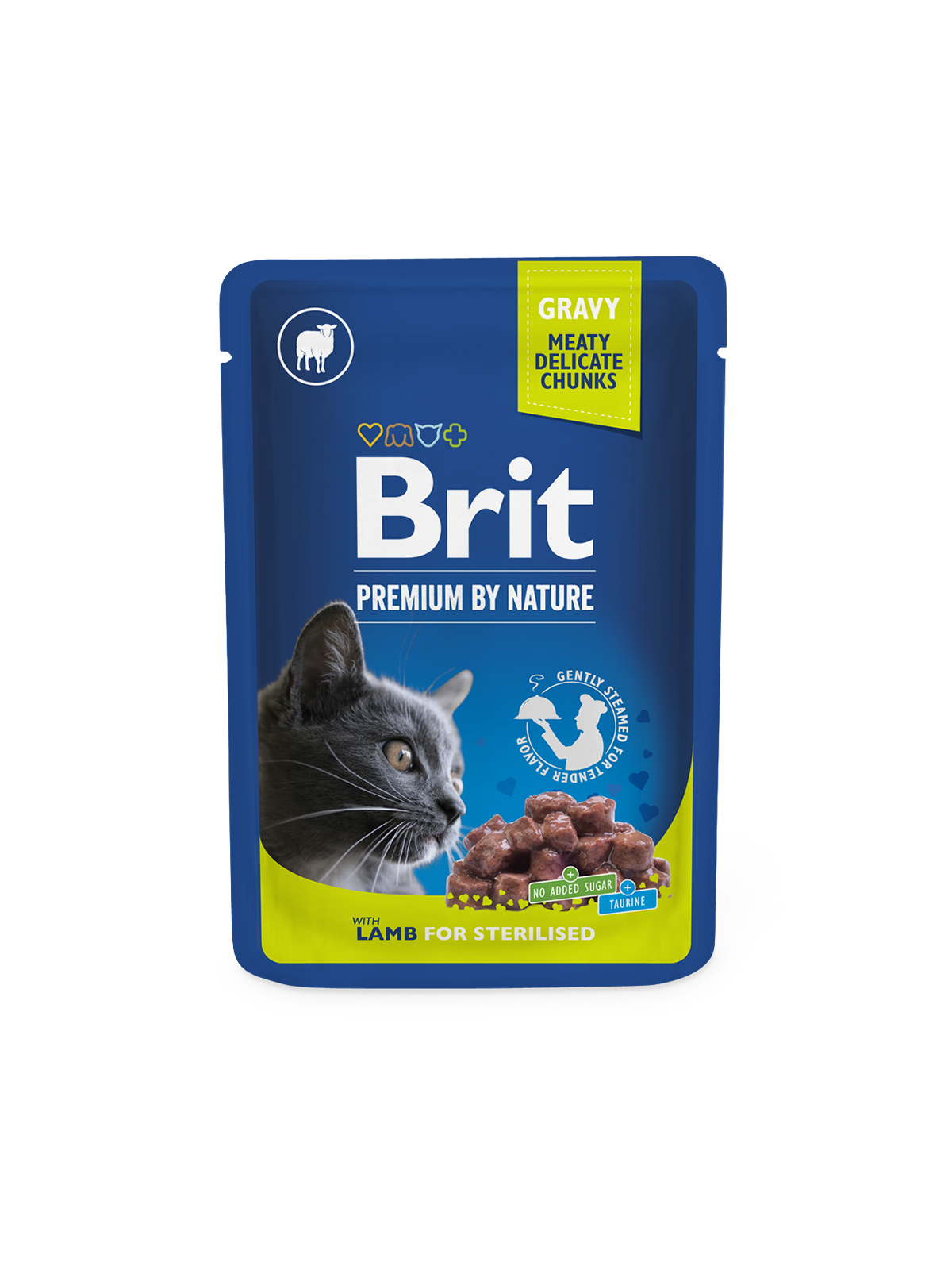 Brit Premium by Nature Lammasta kastikkeessa steriloiduille kissoille 24 x 100 g