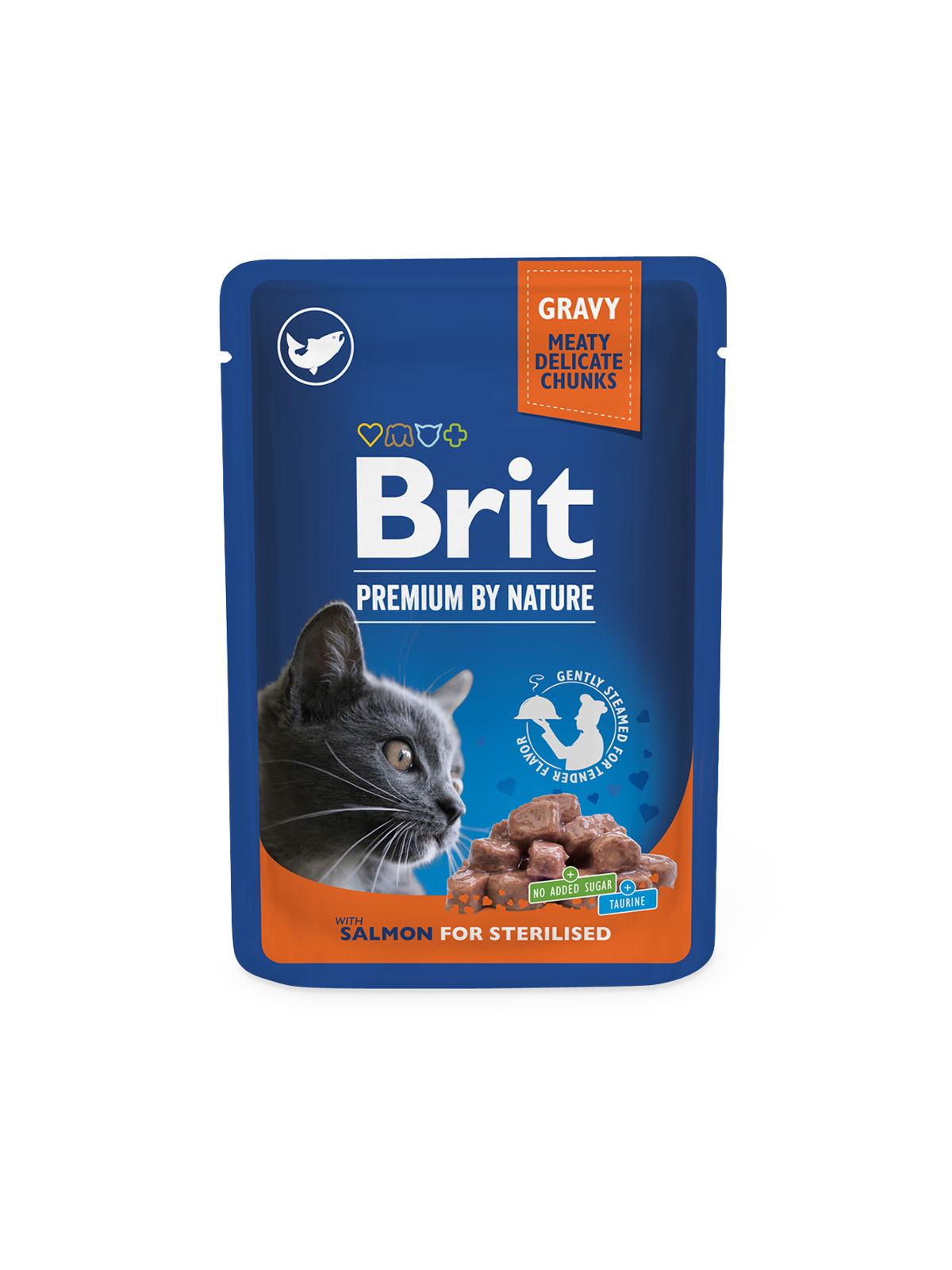 Brit Premium by Nature Lohta kastikkeessa steriloiduille kissoille 24 x 100 g