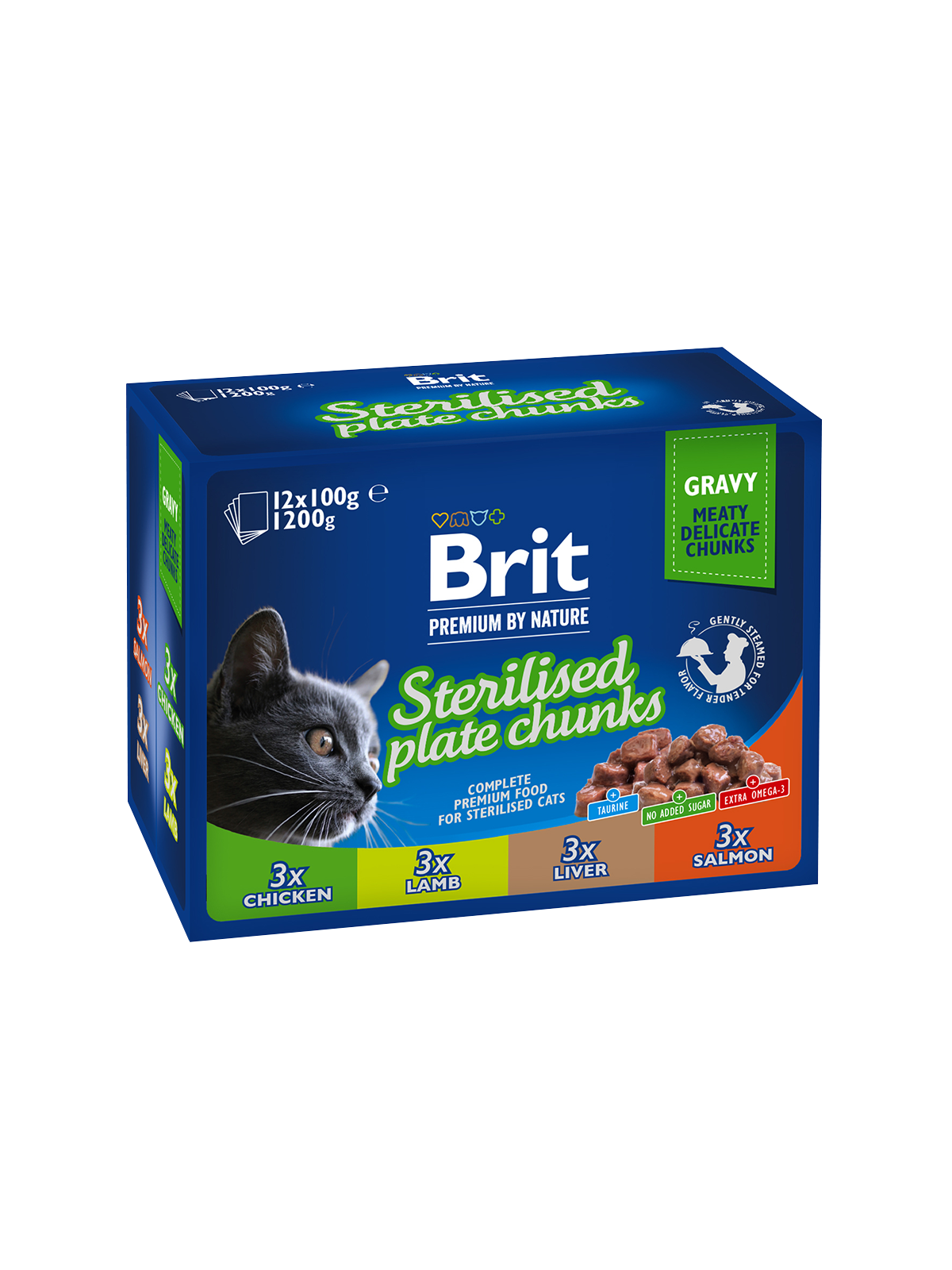 Brit Premium by Nature Liha-kala lajitelma steriloiduille kissoille 12 x 100 g
