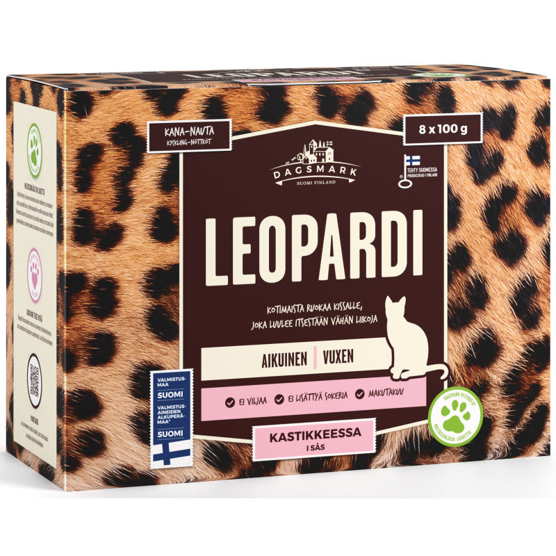 Dagsmark Leopardi kana-nauta kastikkeessa kissalle 8 x 100g
