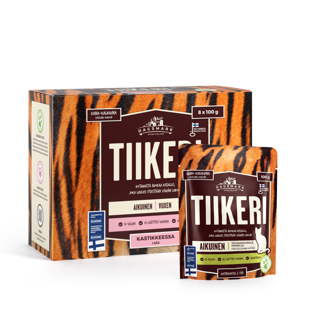 Dagsmark Tiikeri kana-kalkkuna kastikkeessa kissalle 8 x 100 g