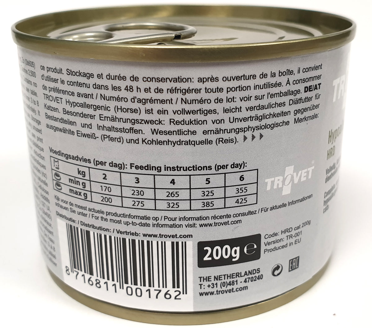 Trovet HRD Hypoallergenic Hevonen-Riisi kissalle 200 g MAISTELUPAKKAUS