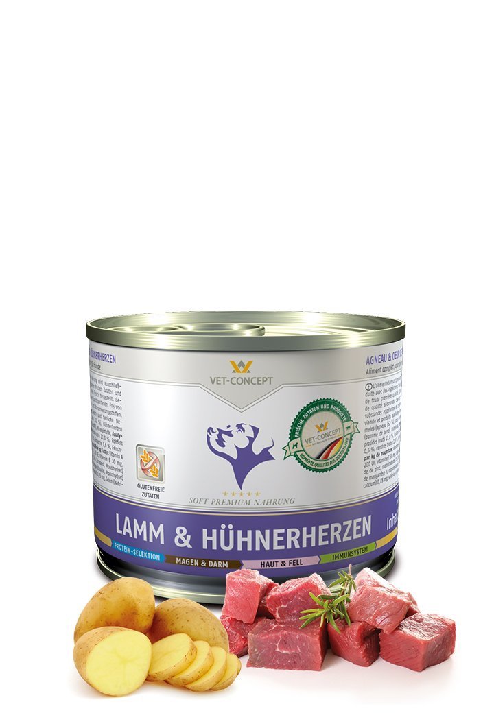 Vet Concept Koiramenu Lamm & Hühnerherzen Lammas & Kanan sydämet