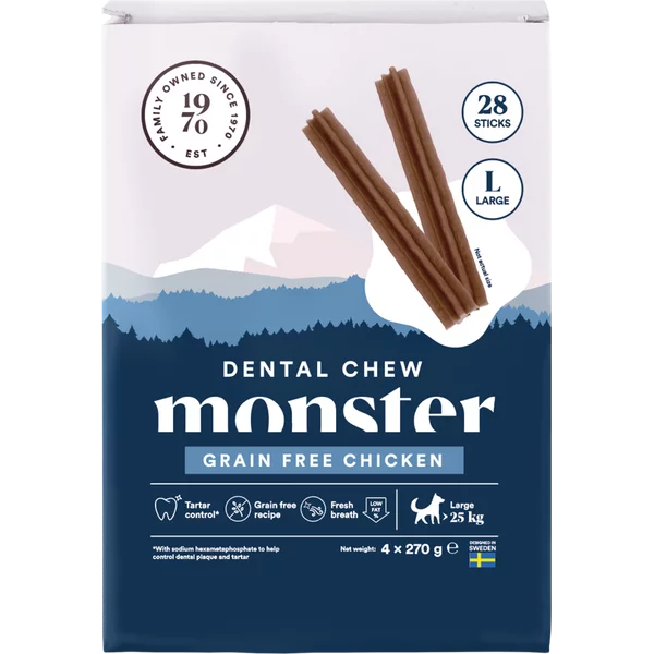 Monster Dental Chew Grain Free Chicken purutikku L koiralle 28 kpl