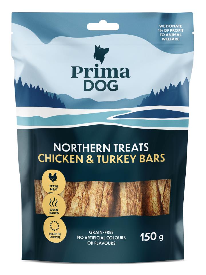 PrimaDog Northern Treats kana-kalkkunatanko