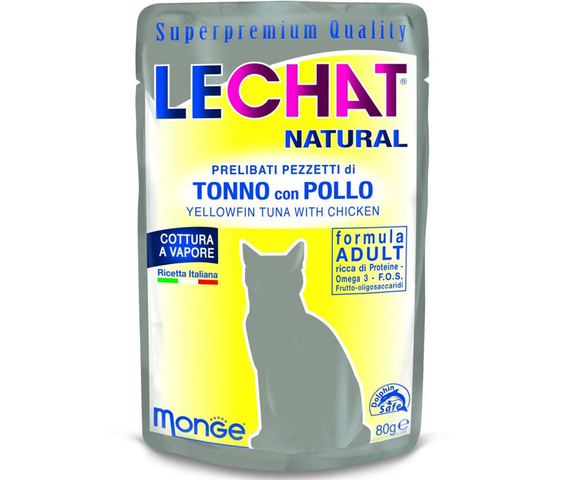Monge LeChat Natural tonnikala ja kana kissalle 80 g MAISTELUPAKKAUS PÄIVÄYSTARJOUS
