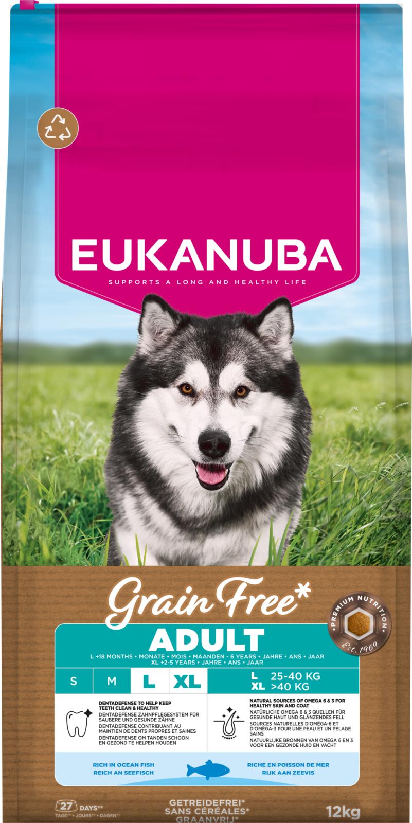 Eukanuba Adult Large Grain Free Ocean Fish koiran kuivaruoka 12 kg