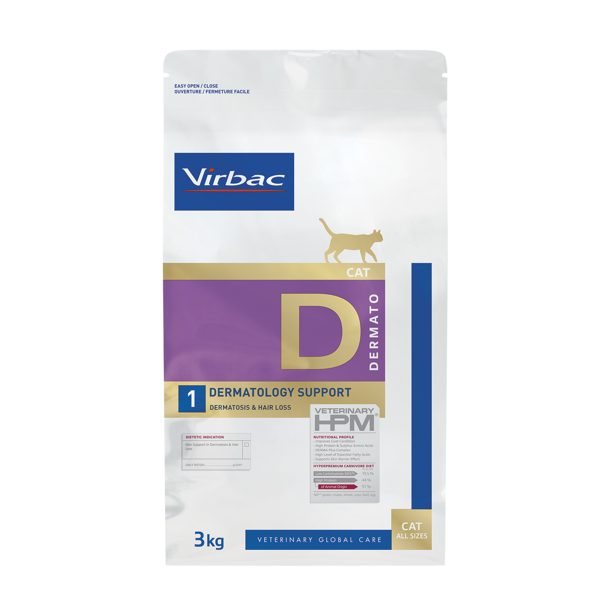 Virbac Veterinary HPM Dermatology Support kissalle 3 kg