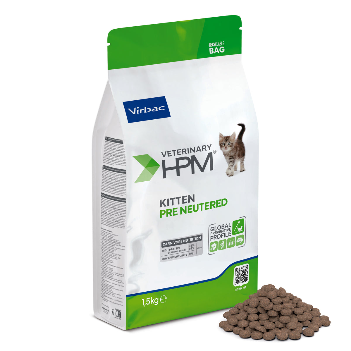 Virbac Veterinary HPM Kitten Pre Neutered Cat 1,5 kg